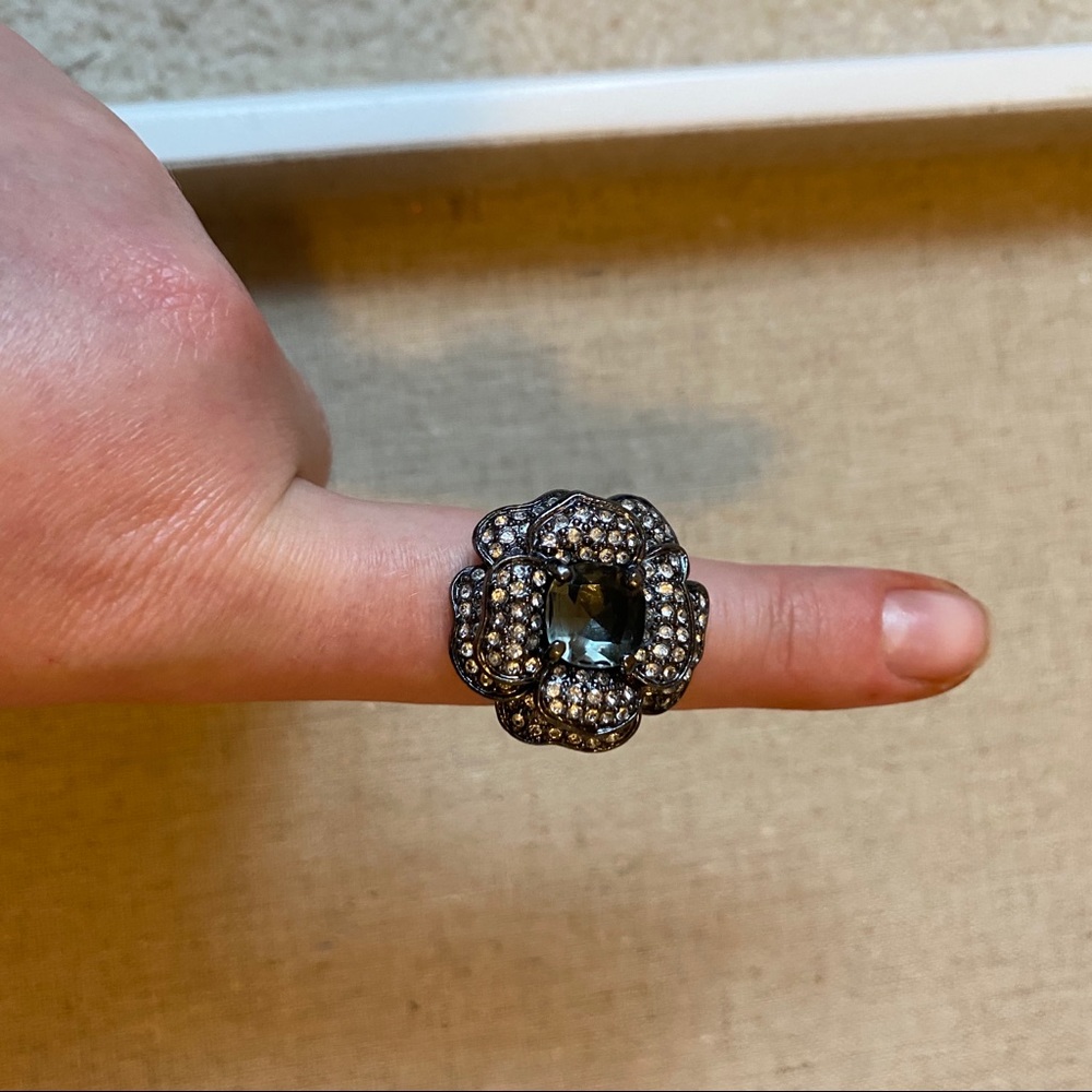 Jeweled Rose Adjustable Ring